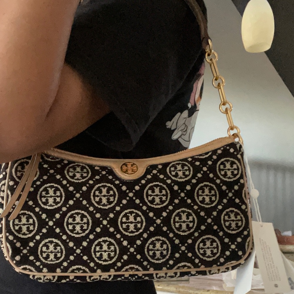 New 🖤 Tory Burch T Monogram Chenille Studio Shoulder Bag - Picture 10 of 14
